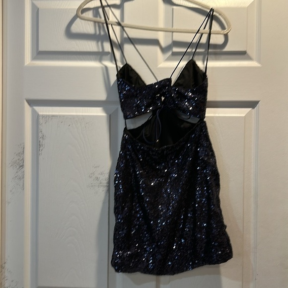 Hello Molly Wanna Know How You Feel Sequin Cut-Out Mini Dress XS Navy Blue - Picture 6 of 12